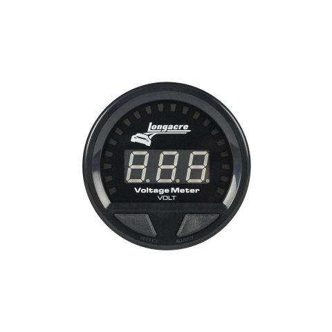 Voltmeter - Digital Elite Waterproof - 8-18 V - Electric - LED - Warning Light - 2-5/8 in Diameter - Black Face - Each
