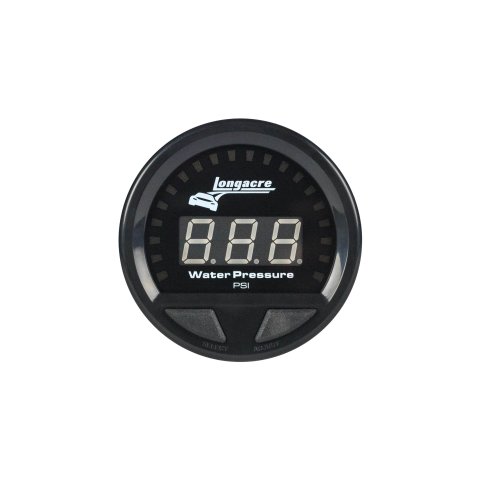 Water Pressure Gauge - Waterproof LED - 0-60 psi - Electric - LED - Warning Light - 2-5/8 in Diameter - Black Face - Each