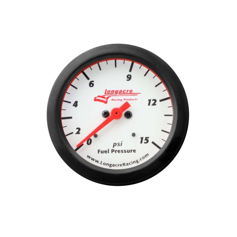 Fuel Pressure Gauge - Sportsman Elite - 0-15 psi - Mechanical - Analog - Full Sweep - 2-5/8 in Diameter - Warning Light - White Face - Each