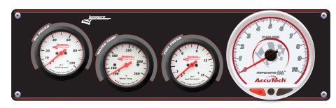 Gauge Panel Assembly - Sportsman Elite - Analog - Fuel Pressure / Oil Pressure / Tachometer / Water Temperature - 4-1/2 in / 2-5/8 in Diameter - White Face - Kit