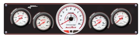 Gauge Panel Assembly - Sportsman Elite - Analog - Fuel Pressure / Oil Pressure / Oil Temperature / Tachometer / Water Temperature - 4-1/2 in / 2-5/8 in Diameter - White Face - Kit