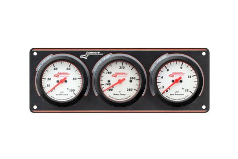 Gauge Panel Assembly - Sportsman Elite - Analog - Fuel Pressure / Oil Pressure / Water Temperature - 2-5/8 in Diameter - White Face - Kit