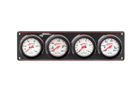 Gauge Panel Assembly - Sportsman Elite - Analog - Fuel Pressure / Oil Pressure / Oil Temperature / Water Temperature - 2-5/8 in Diameter - White Face - Kit