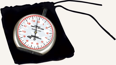 Tread Depth Gauge - 1/32 to 7/16 in Tread Depth - Mechanical - Analog - Black Storage Pouch - Each