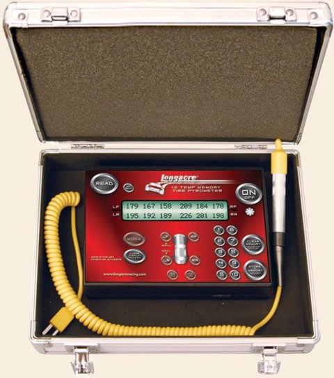 Pyrometer - Coil Cord Tire Probe - 0-300 Degrees Fahrenheit - Display 12 Temps at Once - 10 Set Memory - Kit