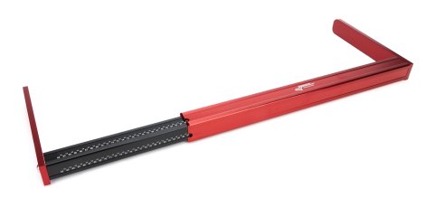 Stagger Gauge - Measures 62 in to 110 in - 1/8 in Increments - Square Tube Design - 3/8 in Thick Billet Arms - Aluminum - Red Anodized - Each