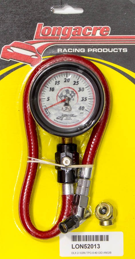Tire Pressure Gauge - Deluxe - Glow in the Dark - 0-40 psi - Analog - 2-1/2 in Diameter - White Face - 1/2 lb Increments - Each