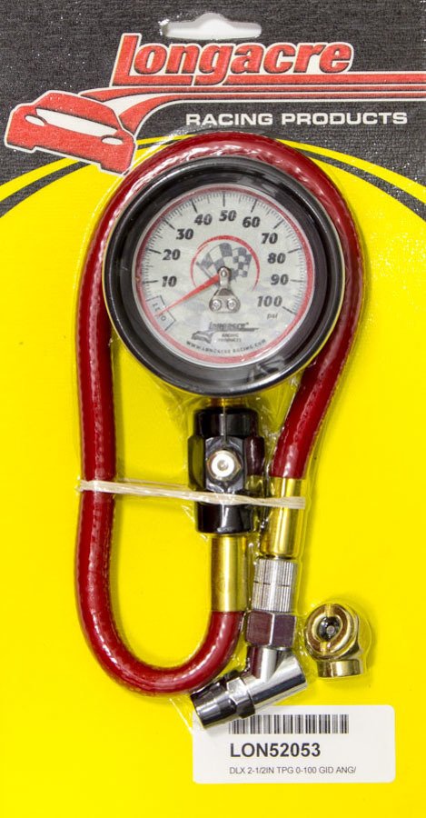 Tire Pressure Gauge - Deluxe - Glow in the Dark - 0-100 psi - Analog - 2-1/2 in Diameter - White Face - 1 lb Increments - Each