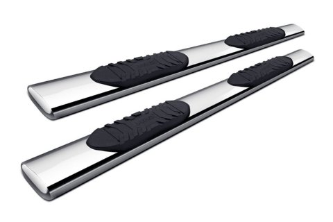 Step Bars - 5 in Oval Straight - Mount Kit Included - Stainless - Polished - Crew Cab - Toyota Fullsize Truck 2007-18 - Pair