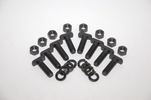 T-Bolt - 1/2-20 in Thread - Hex Nuts - Washers - Steel - Black Oxide - Backing Plate - Large Ford Housing Ends - Set of 8