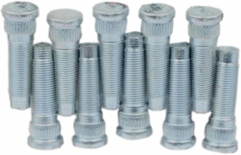 Wheel Stud - Quick Start - 1/2-20 in Thread - 1.750 in Long - 0.625 in Knurl - Steel - Zinc Oxide - Set of 10
