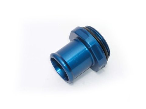 Water Neck Adapter - WN Style - Straight - 20 AN Male O-Ring to 1-1/4 in Hose Barb - Aluminum - Blue Anodized - Meziere Components - Each