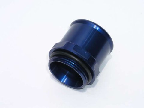 Water Neck Adapter - WN Style - Straight - 20 AN Male O-Ring to 1-3/4 in Hose Barb - Aluminum - Blue Anodized - Meziere Components - Each