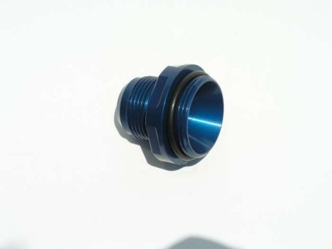 Water Neck Adapter - WN Style - Straight - 20 AN Male O-Ring to 16 AN Male - Aluminum - Blue Anodized - Meziere Components - Each