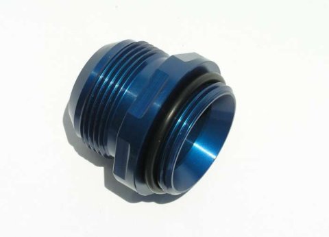 Water Neck Adapter - WN Style - Straight - 20 AN Male O-Ring to 20 AN Male - Aluminum - Blue Anodized - Meziere Components - Each