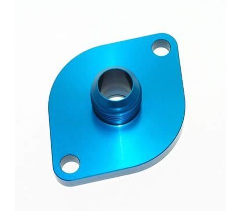Water Neck - Straight - 12 AN Male - O-Ring Seal - Aluminum - Blue Anodized - Chevy V8 - Each
