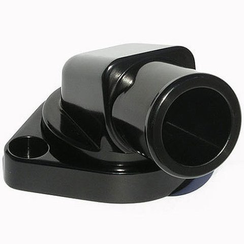 Water Neck - 75 Degree - Swivel - 1-1/2 in Hose - O-Ring - Hardware Included - Aluminum - Black Anodized - Chevy V8 / Mopar - Each