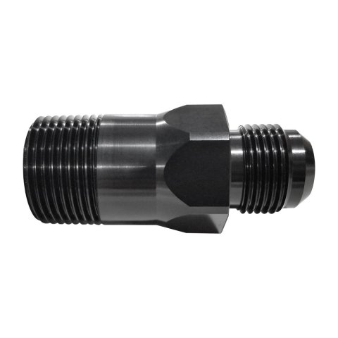 Fitting - Water Pump - Straight - 1 in NPT Male to 12 AN Male - Aluminum - Black Anodized - Meziere 100 Series Water Pumps - Each