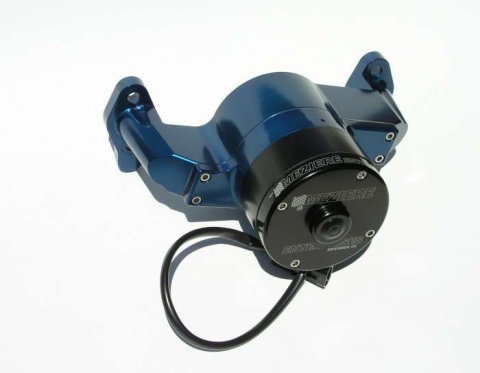 Water Pump - Electric - 100 Series - 1 in NPT Female Inlet - Gaskets / Hardware / Wiring - Aluminum - Blue Anodized - Small Block Chevy - Kit