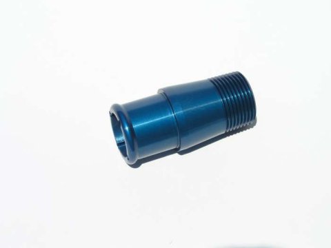 Fitting - Water Pump - Straight - 1 in NPT Male to 1-1/4 in Hose Barb - Aluminum - Blue Anodized - Meziere 100 Series Water Pumps - Each