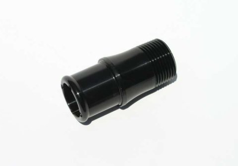 Fitting - Water Pump - Straight - 1 in NPT Male to 1-1/4 in Hose Barb - Aluminum - Black Anodized - Meziere 100 Series Water Pumps - Each