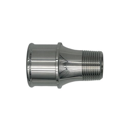 Fitting - Water Pump - Straight - 1 in NPT Male to 1-3/4 in Hose Barb - Aluminum - Polished - Meziere 100 Series Water Pumps - Each