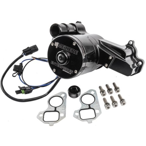 Water Pump - Electric - 100 Series - 1-1/4 in Hose Barb Inlet - Gaskets / Hardware / Wiring - Aluminum - Black Anodized - GM LS-Series - Kit