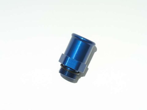 Fitting - Water Pump - Straight - 12 AN Male O-Ring to 1-1/4 in Hose Barb - Aluminum - Blue Anodized - Meziere Water Pumps - Each