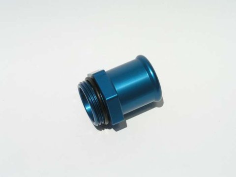 Fitting - Water Pump - Straight - 16 AN Male O-Ring to 1-1/4 in Hose Barb - Aluminum - Blue Anodized - Meziere Water Pumps - Each