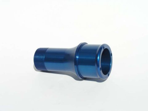 Fitting - Water Pump - Straight - 1 in NPT Male to 1-3/4 in Hose Barb - Extended - Aluminum - Blue Anodized - Meziere 100 Series Water Pumps - Each