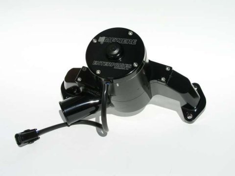 Water Pump - Electric - Hi-Flow 300 Series - 1-3/4 in Hose Barb Inlet - Gaskets / Hardware / Wiring - Aluminum - Black Anodized - Big Block Chevy - Kit