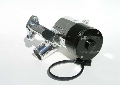 Water Pump - Electric - Hi-Flow 300 Series - 1-3/4 in Hose Barb Inlet - Gaskets / Hardware / Wiring - Aluminum - Polished - Small Block Chevy - Kit