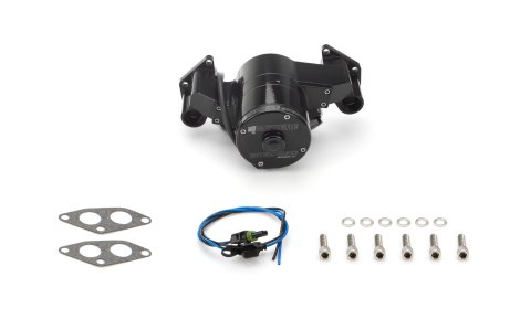 Water Pump - Electric - Hi-Flow 300 Series - Reverse Flow - 12 AN Female O-Ring Inlets - Gaskets / Hardware / Wiring - Aluminum - Black Anodized - Mopar B / RB-Series / 426 Hemi - Kit