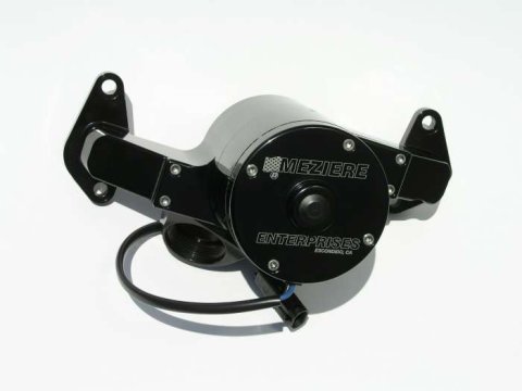 Water Pump - Electric - Hi-Flow 300 Series - 20 AN Female O-Ring Inlets - Gaskets / Hardware / Wiring - Aluminum - Black Anodized - Big Block Ford - Kit