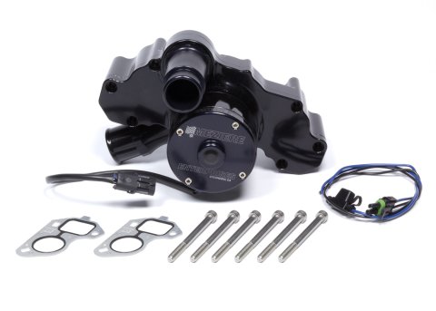 Water Pump - Electric - 1-3/4 in Hose Barb Inlet - Gaskets / Hardware / Wiring - Aluminum - Black Anodized - GM LS-Series - Kit