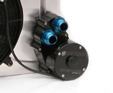 Water Pump - Electric - Hi-Flow 300 Series - Dual 16 AN Female O-Ring Outlets - Aluminum - Black Anodized - Radiator Mount - Kit