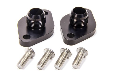 Water Pump Adapter - Standard to Remote - 12 AN Male Ports - O-Ring Seal - Aluminum - Black Anodized - Big Block Chevy - Pair