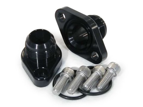 Water Pump Adapter - Standard to Remote - 16 AN Male Ports - O-Ring Seal - Aluminum - Black Anodized - Big Block Chevy - Pair
