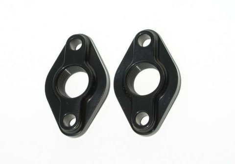 Water Pump Adapter - Standard to Remote - 3/4 in NPT Female Ports - O-Ring Seal - Aluminum - Black Anodized - Big Block Chevy - Pair