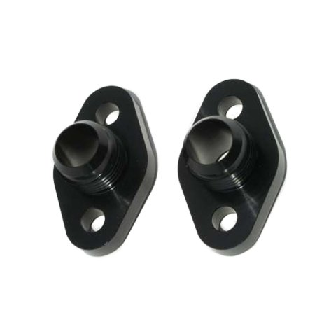 Water Pump Adapter - Standard to Remote - 12 AN Male Ports - O-Ring Seal - Aluminum - Black Anodized - Small Block Chevy - Pair