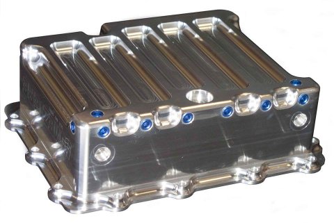 Transmission Pan - Deep Sump - Heat Transfer 2.5 in Deep - Filter Spacer Included - Aluminum - Natural - Powerglide - Each
