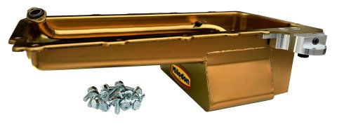 Engine Oil Pan - Rear Sump - 6 qt - 5.5 in Deep - Gasket / Hardware / Pickup / Windage Tray - Steel - Cadmium - GM LS-Series - Kit
