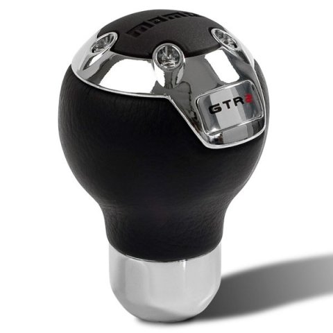 Shifter Knob - GTR 2 - Set Screw Attachment - Aluminum - Black Leather / Chrome - Universal - Each