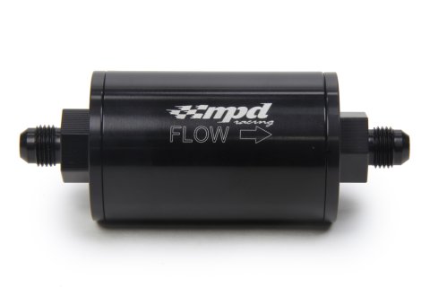 Fuel Filter - In-Line - 30 Micron - Stainless Element - 6 AN Male Inlet - 6 AN Male Outlet - Aluminum - Black Anodized - Each