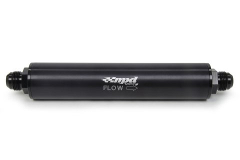 Fuel Filter - In-Line - 100 Micron - Stainless Element - 12 AN Male Inlet - 12 AN Male Outlet - Aluminum - Black Anodized - Each