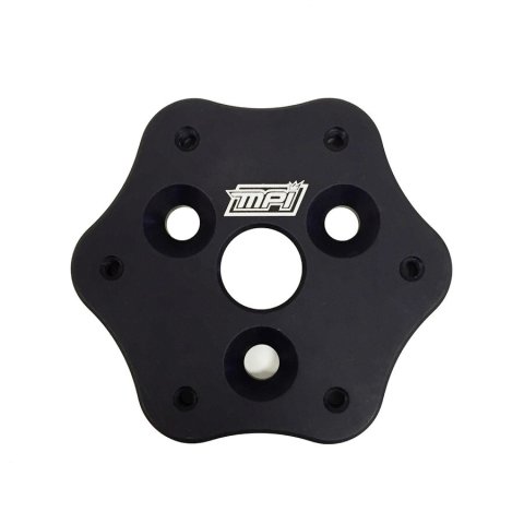 Steering Wheel Adapter - 6-Bolt Wheel to 3-Bolt Quick Release Hub - Aluminum - Black Anodized - MPI Steering Wheels - Each