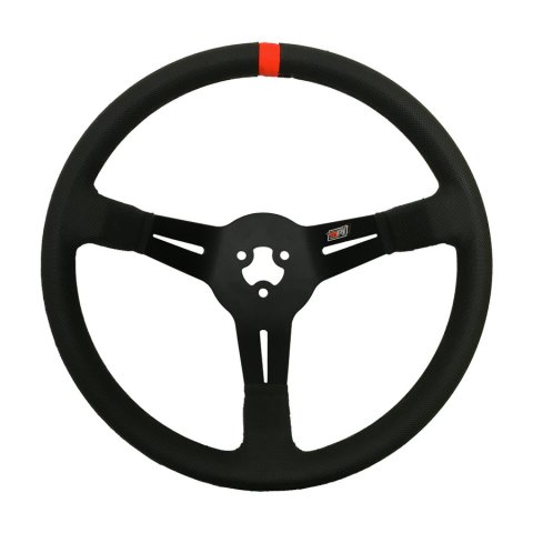 Steering Wheel - Bandolero / Legends - 13.75 in Diameter - 3.5 in Dish - 3-Spoke - Black Polyurethane Grip - Orange Stripe - Aluminum - Black Anodized - Each