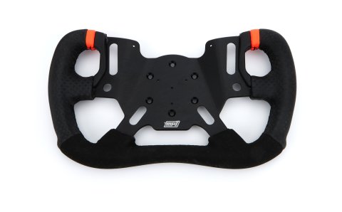 Steering Wheel - Road Course / Track Days - 13 in Diameter - Cut Top - Flat - 4-Spoke - Black Alcantara Grip - Orange Stripes - Aluminum - Black Anodized - Each