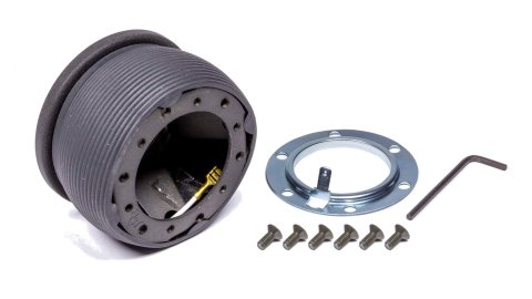 Steering Wheel Adapter - 6-Bolt to OE Column - Hardware Included - Aluminum - Black Anodized - Various Ford / Kia / Mazda Collapsible Steering Wheel Hub Applications - Kit