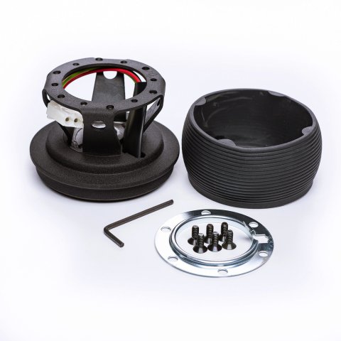 Steering Wheel Adapter - MPI Wheel to OE Column - Hardware / Hub - Aluminum / Rubber - Matte Black Trim - Ford - Kit